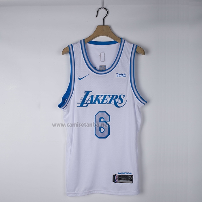 Camiseta Los Angeles Lakers LeBron James #6 Ciudad 2021-22 Blanco
